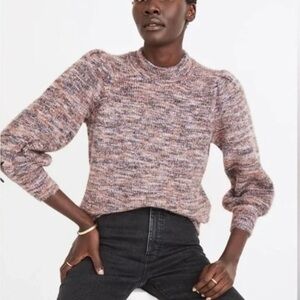 Madewell Women’s Eaton Space Dye Puff Sleeve Pullover Sweater Size Small